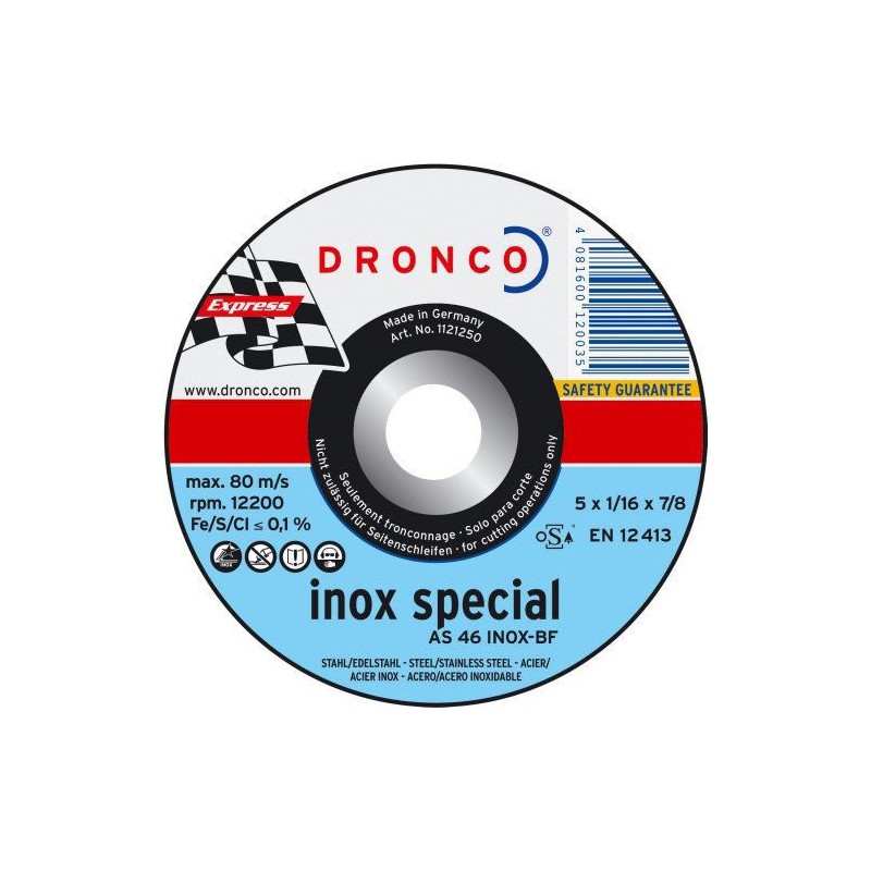 Dronco Inox Lâminas de corte em aço inoxidável especial Dronco Inox Lâminas de corte em aço inoxidável especial