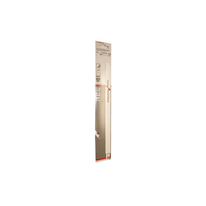 Lâmina sabre Bosch S1222VF para madeira com pregos 250 mm 2 unidades Lâmina sabre Bosch S1222VF para madeira com pregos 250 mm 2 unidades