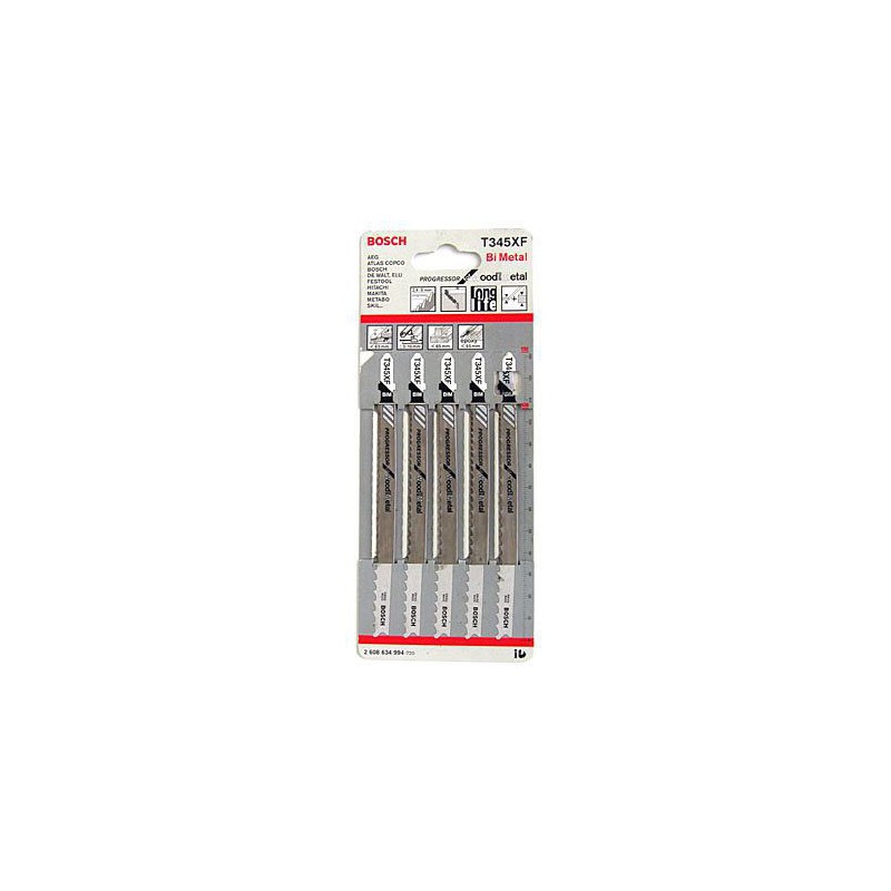 Lâmina de serra vertical Bosch T345XF 5 unidades Lâmina de serra vertical Bosch T345XF 5 unidades