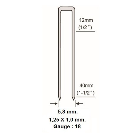 Grampeador 90-15 ga18 1,25 mm para grampeadores pneumáticos