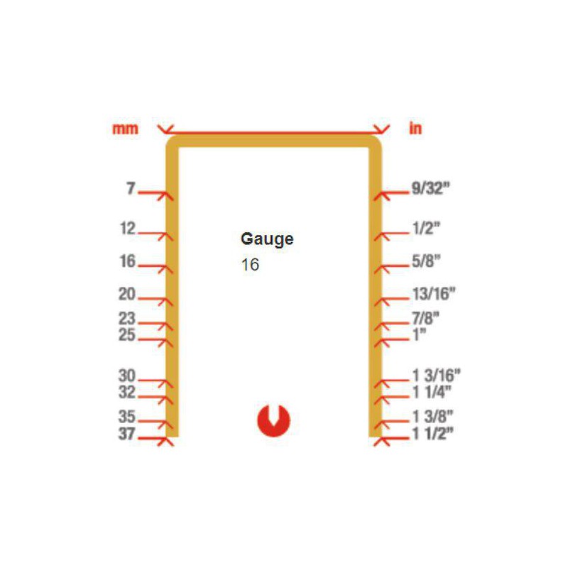 Grampo de ponta de cinzel para pregador pneumático Simes SIMW5562 GA16 12-37 mm Grampo de ponta de cinzel para pregador pneumático Simes SIMW5562 GA16 12-37 mm