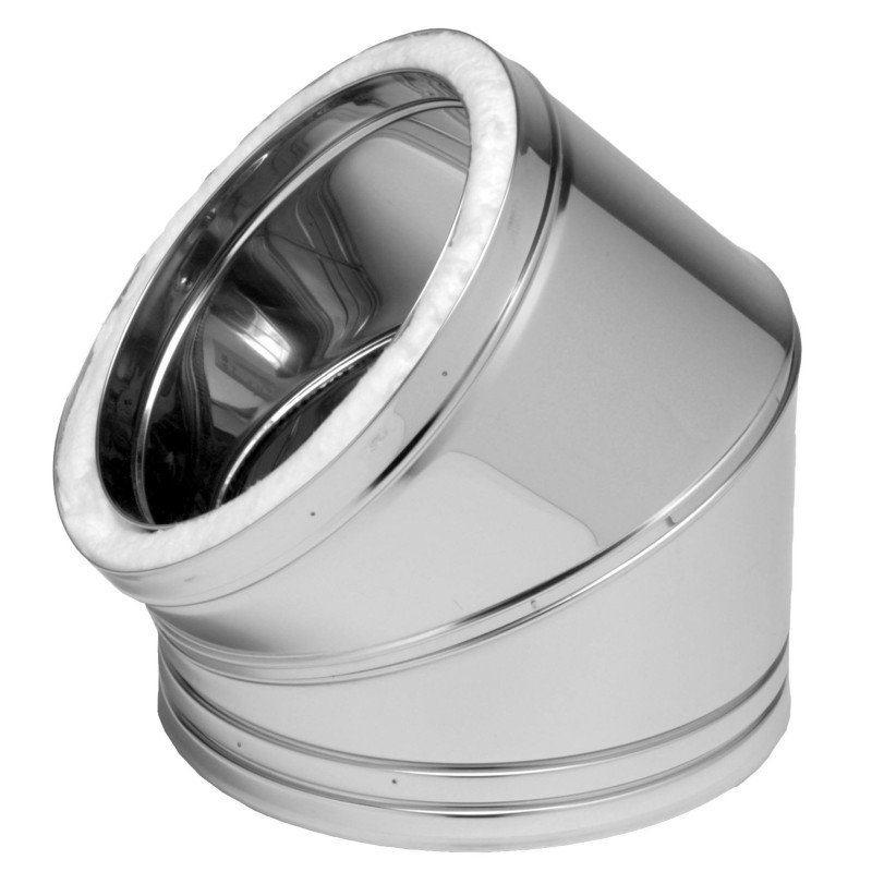Cotovelo de chaminé inoxidável tubo isolado 45 graus Dinak EI30J Aisi 304-304 Cotovelo de chaminé inoxidável tubo isolado 45 graus Dinak EI30J Aisi 304-304